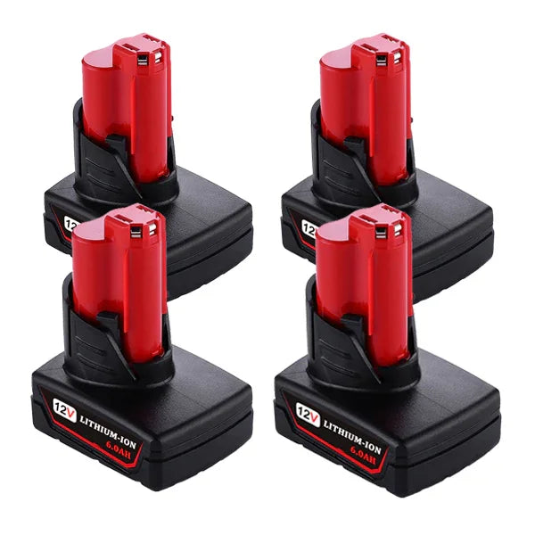 For Milwaukee M12 Battery Replacement | Milwaukee 12V 6.0Ah Li-ion Battery 4 Pack - Triple-Batteries