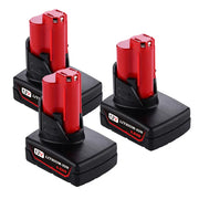 For Milwaukee M12 Battery Replacement | Milwaukee 12V 6.0Ah Li-ion Battery 3 Pack - Triple-Batteries