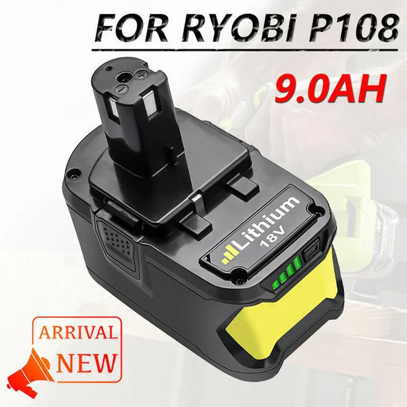 9.0Ah For Ryobi 18V P108 Battery replacement | High Capacity Li-ion Battery - Triple-Batteries