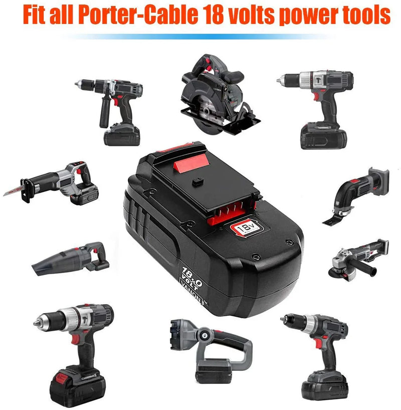 For Porter Cable 18V Battery Replacement | PC18B PCC489N PC188 PCMVC PCXMVC NI-MH 4.6Ah Battery - Triple-Batteries