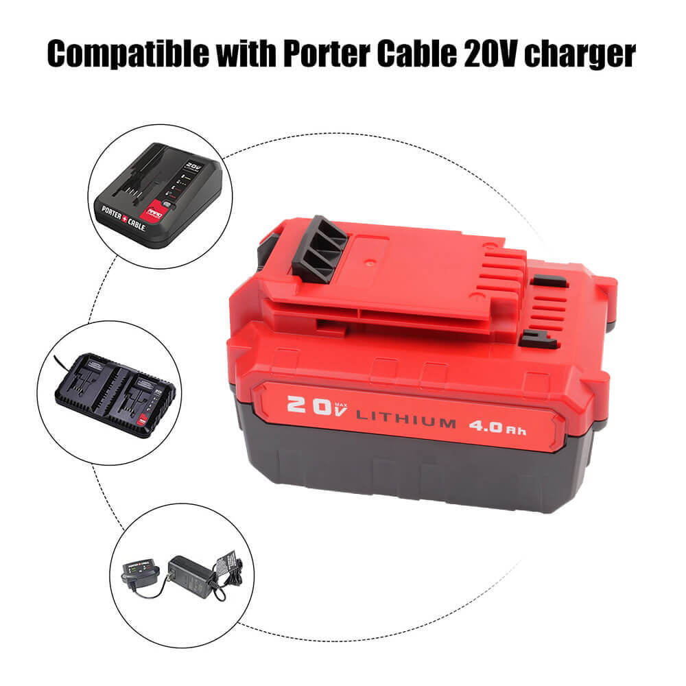 For Porter Cable 20V Battery Replacement | PCC685L PCC600 PCC680L PCC640 4.0Ah Li-ion Battery 2 Pack