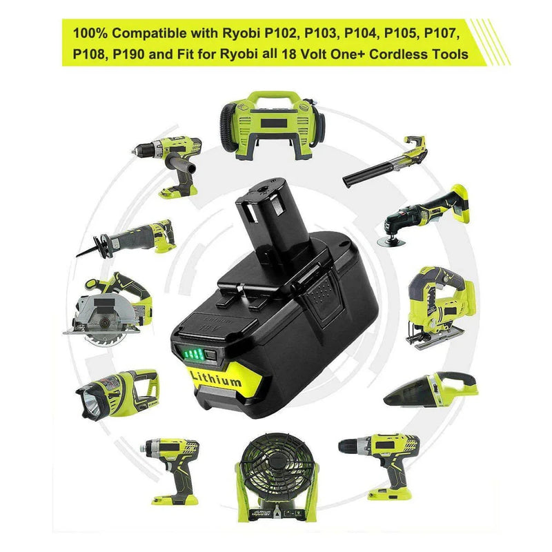 4 Pack For Ryobi 18V Lithium Battery Replacement | One Plus 5.0Ah Battery - Triple-Batteries
