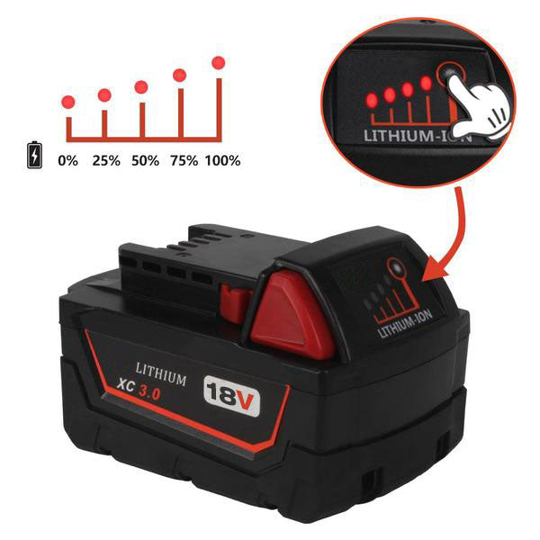 For Milwaukee M18 Battery Replacement 18V 3.0Ah Li-Ion Battery