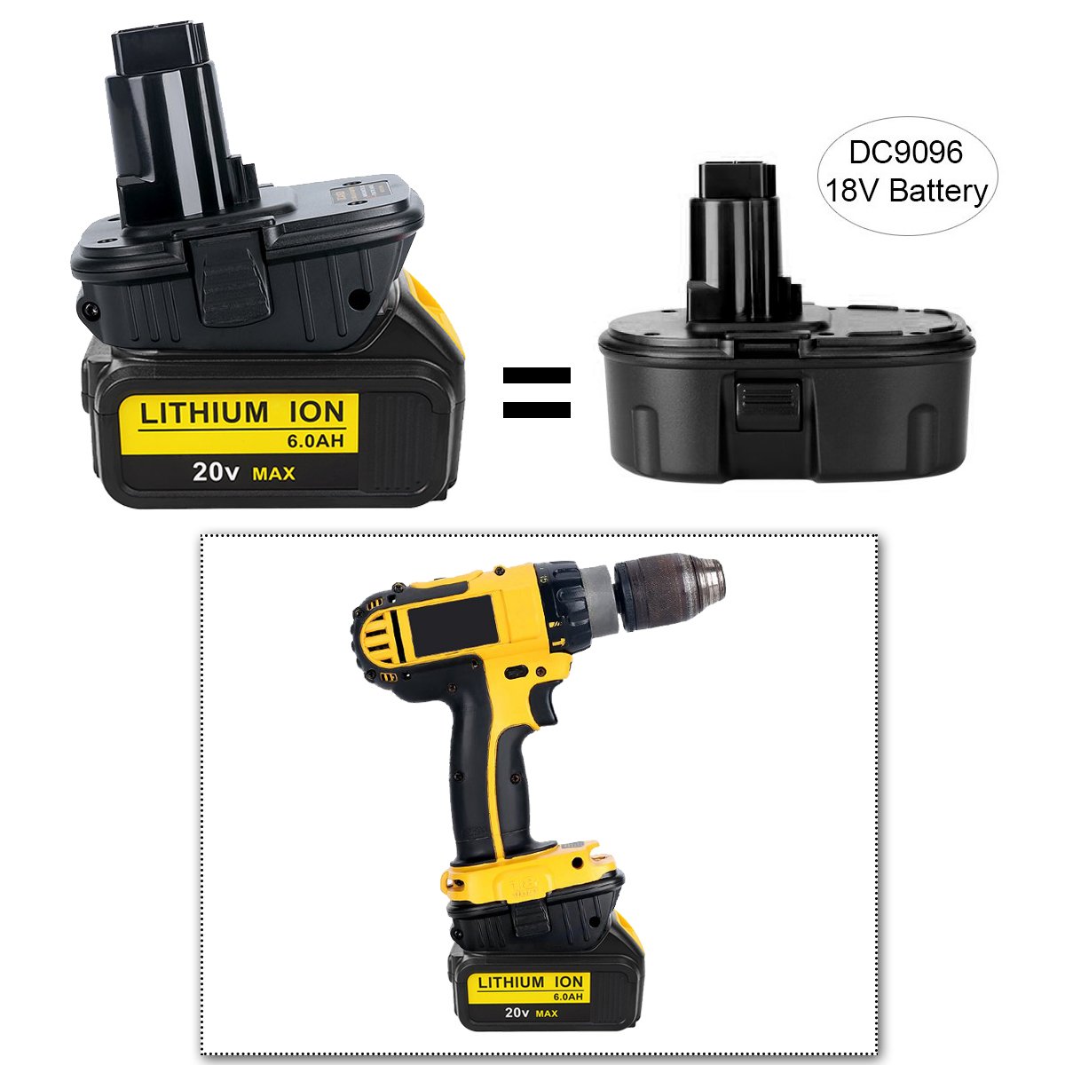 For DeWalt DCA1820 18V to 20V Battery Adapter | Battery Converter 2 Pack