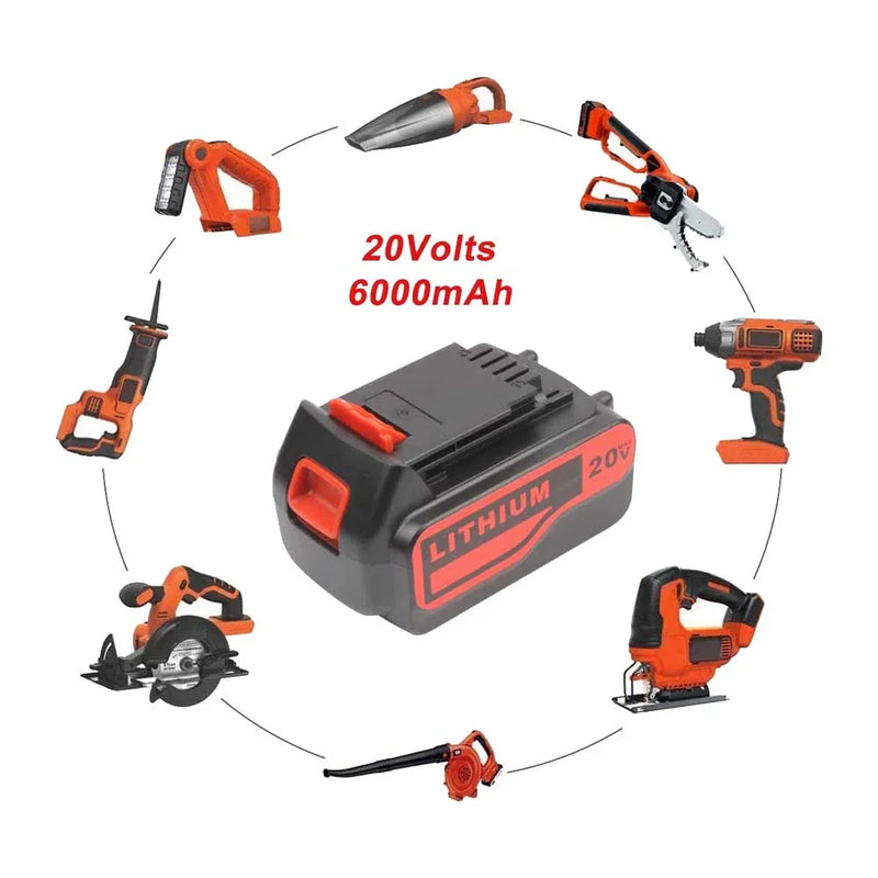 6.0Ah For Black and Decker 20V Battery Replacement | LBXR20 LBX20 LB2X4020 Lithium Battery 3 Pack - Triple-Batteries
