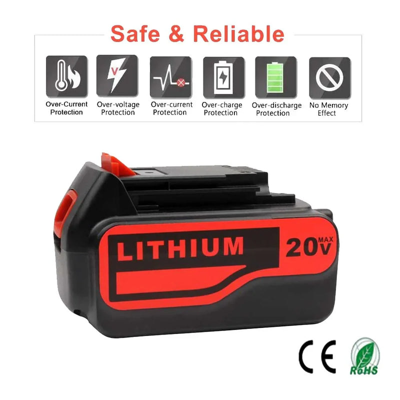 【Upgrade】For Black and Decker LB2X4020 20V 6.0Ah Battery | LBXR20-OPE LBXR20 LBX20 Lithium Battery - Triple-Batteries