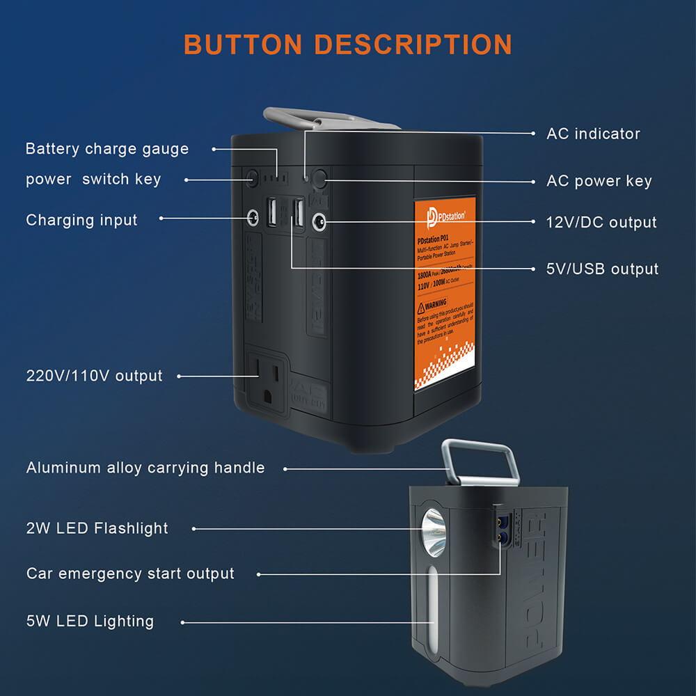 100Wh 110V Portable Power Station, 2680mAh For Outdoor Adventure
